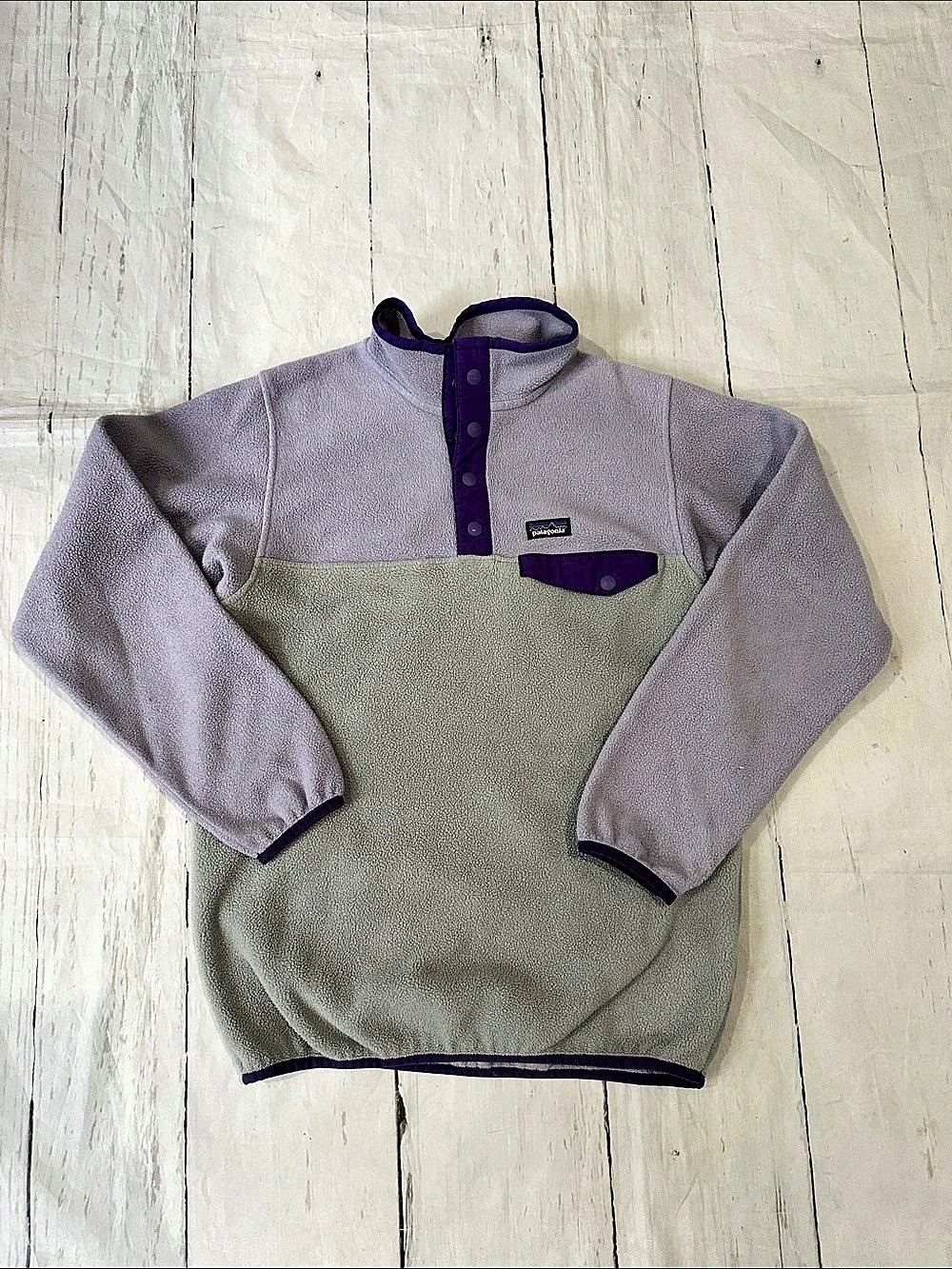 Patagonia Lightweight Synchilla Snap-T Pullover Color Block XL 14 girls
